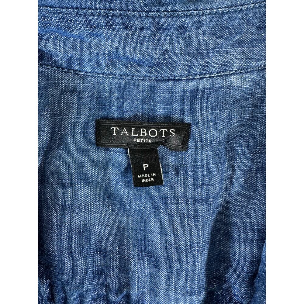 Talbots Popover Top Size P Petite Button Back Rol… - image 4